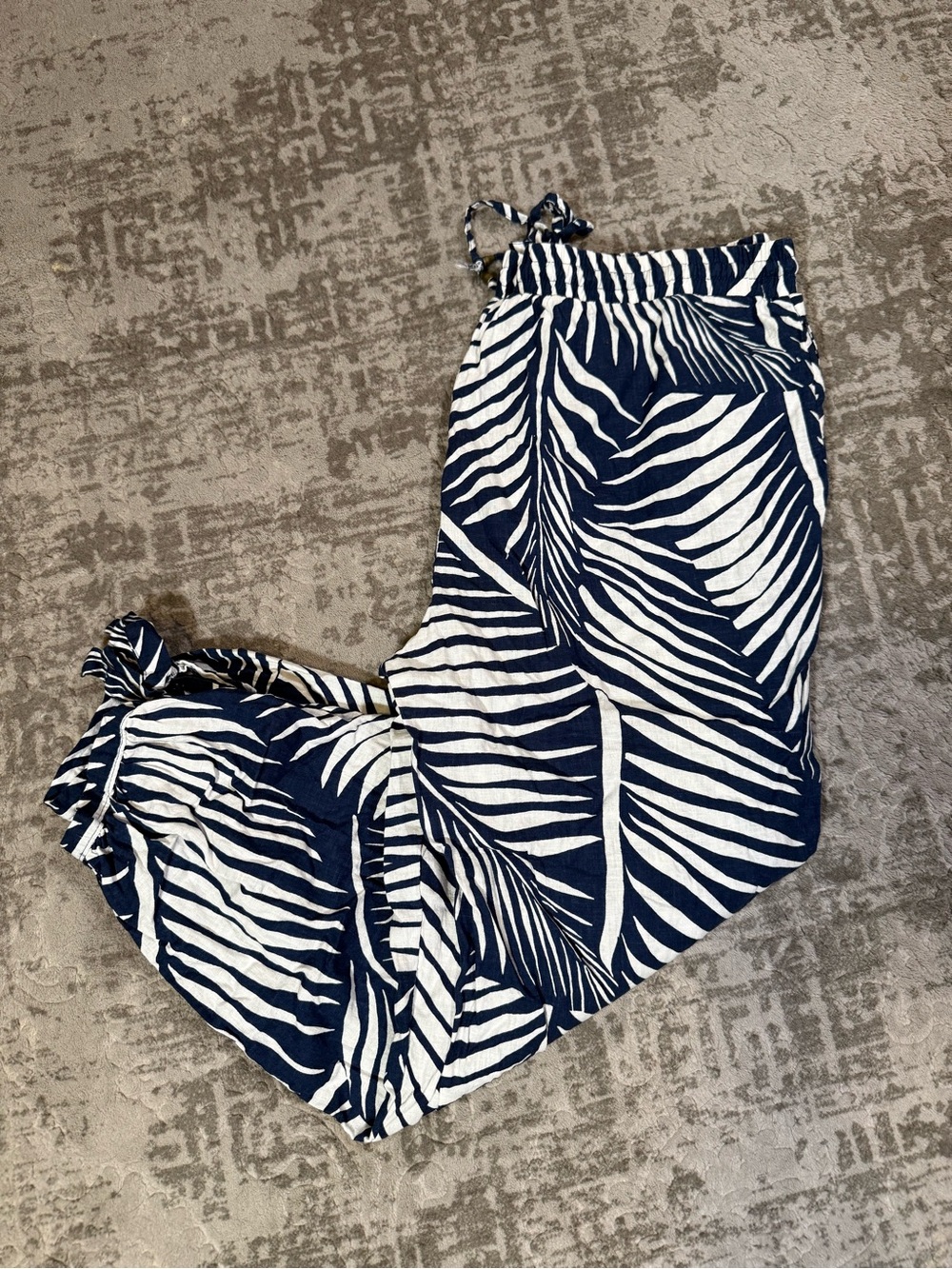Panama Jack Navy White Tropical Print Jogger Pants Women's Large